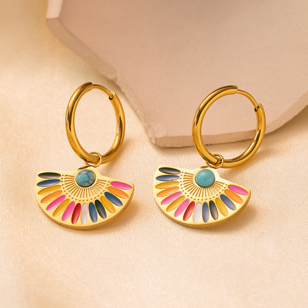 Painted Fan Earrings