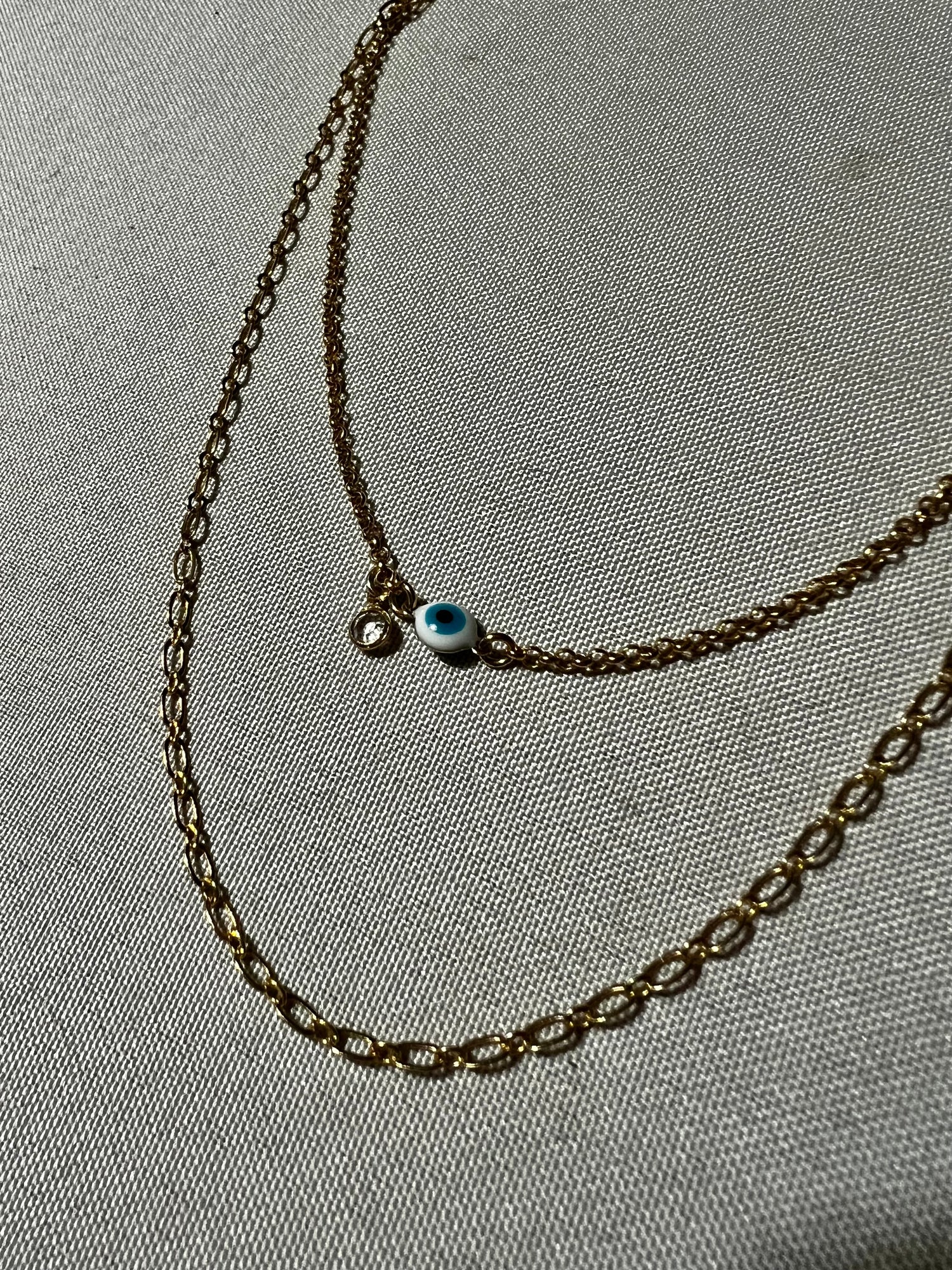 Crystal & Evil Eye Necklace