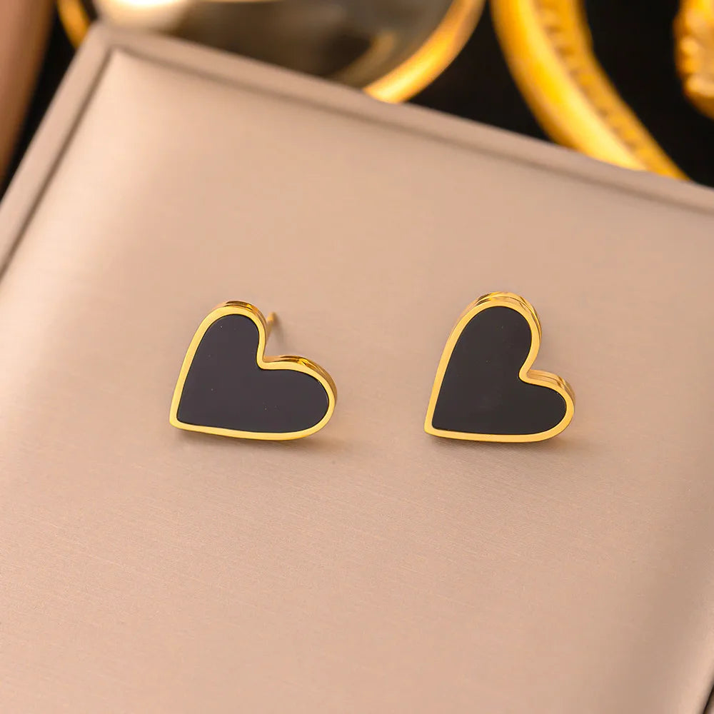 Black & Gold Heart Earrings